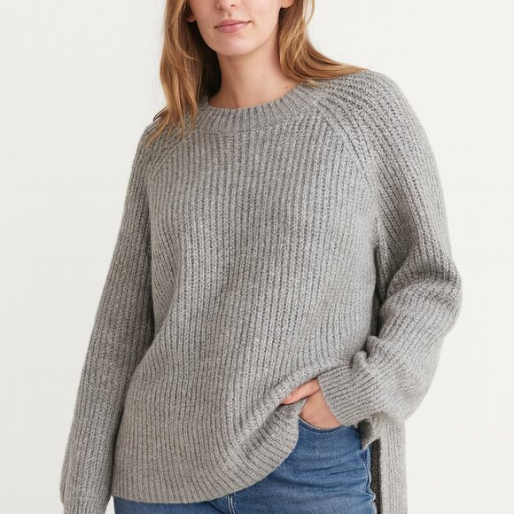 Roots Canada SZ 2XL Ribbed Crew Neck Sweater Side Slits Chunky Gray 38076799 - Picture 1 of 6